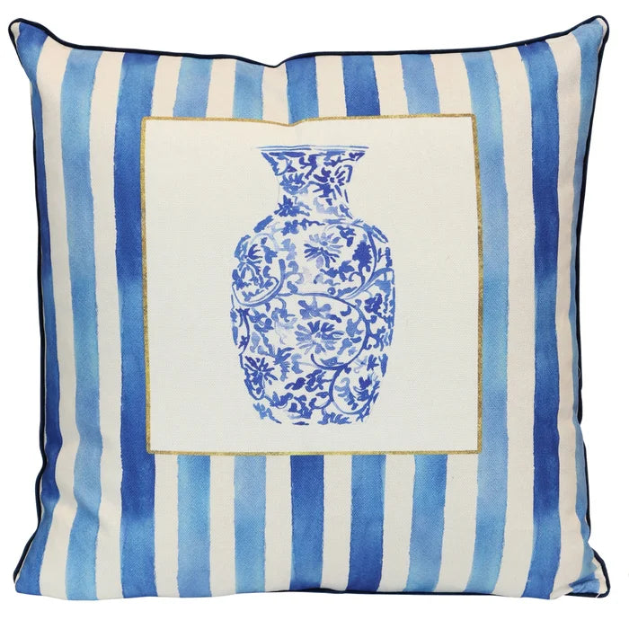 Set of 2 Blue and White Pillow (vase)