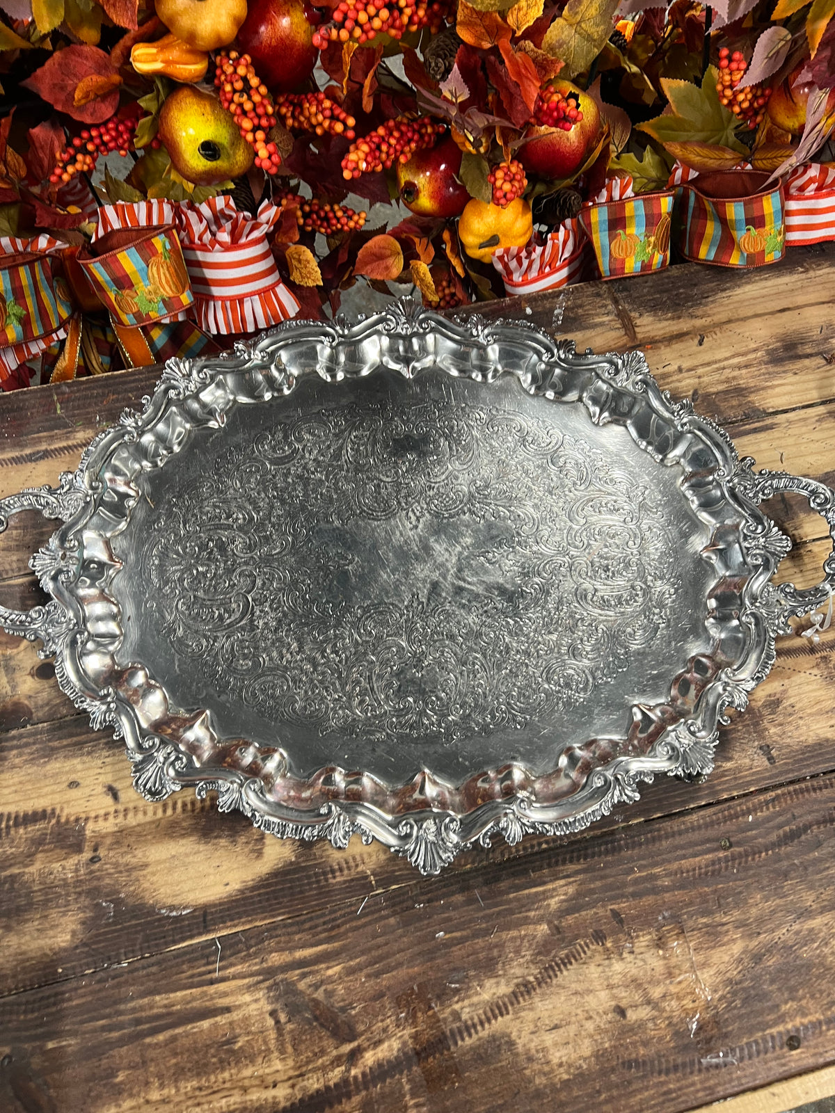 Vintage silver plated meat dome with Platter (3)