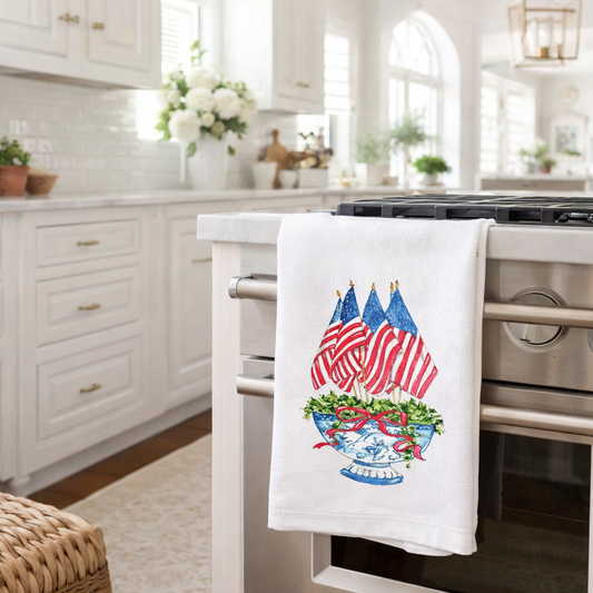 Handpainted Flags in A Chinoiserie Planter Kitchen Towel