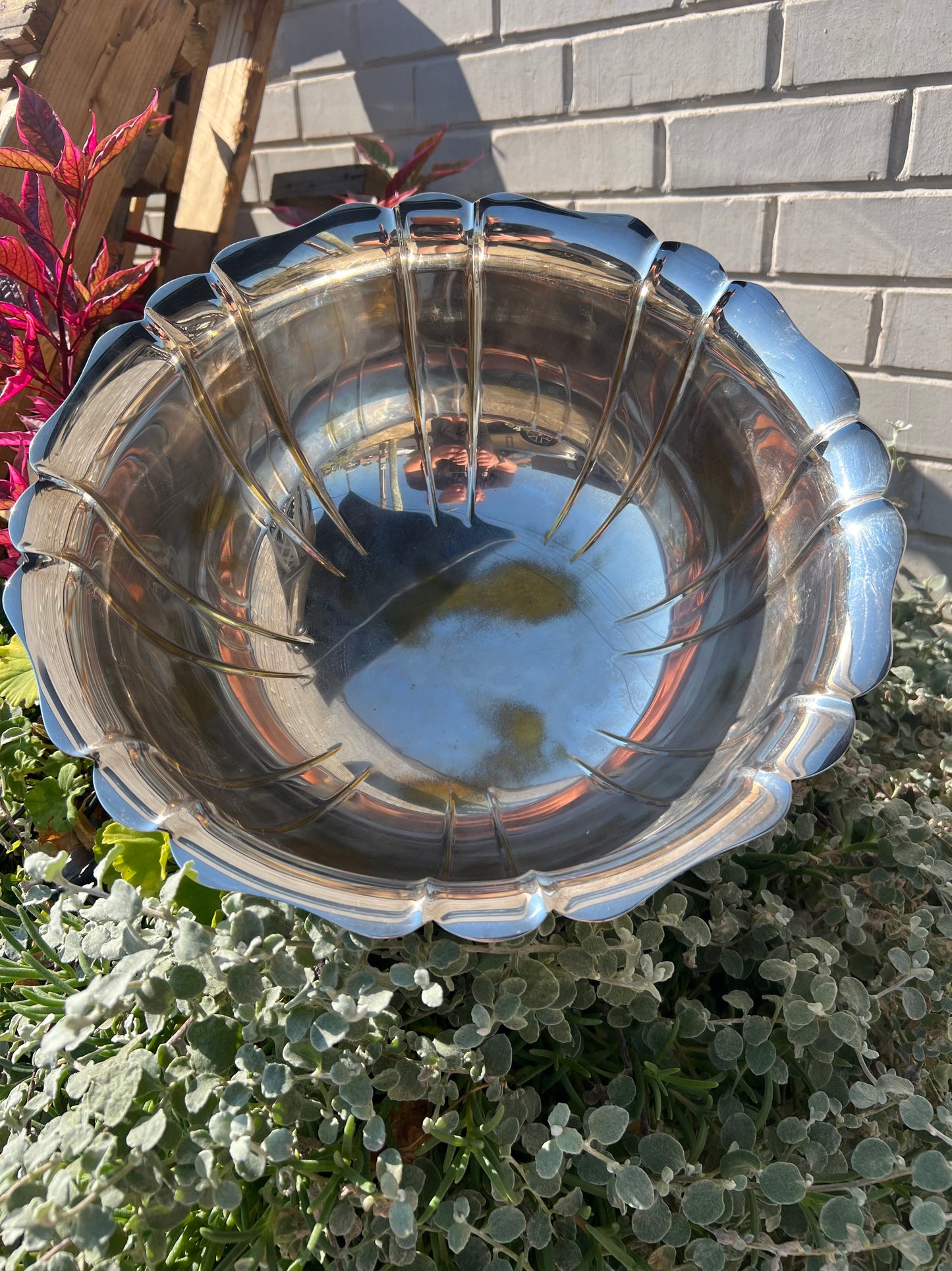Vintage Silver-Plated on Copper Deep Fruit Bowl