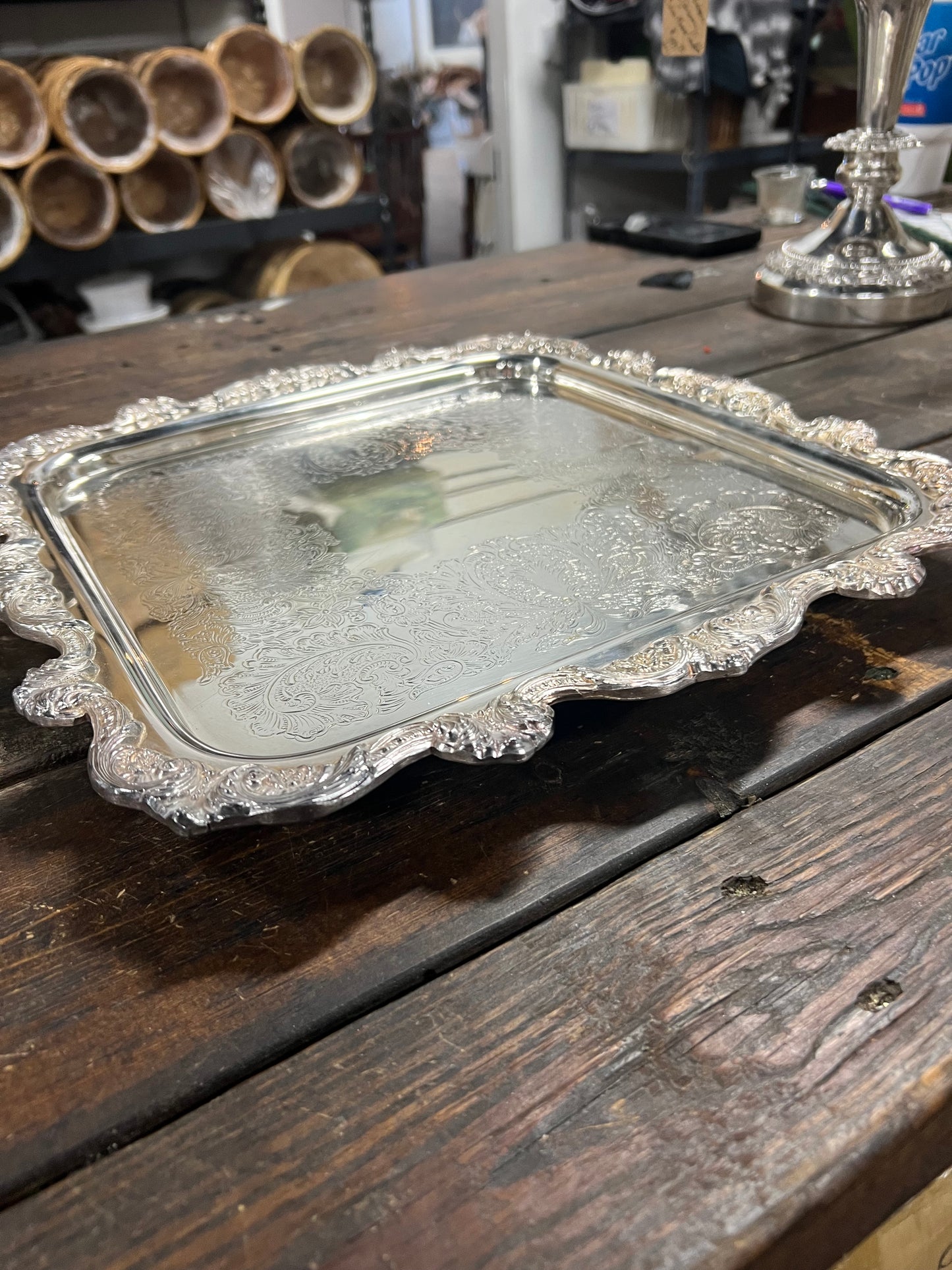 14” Vintage Silverplated Heavy Tray