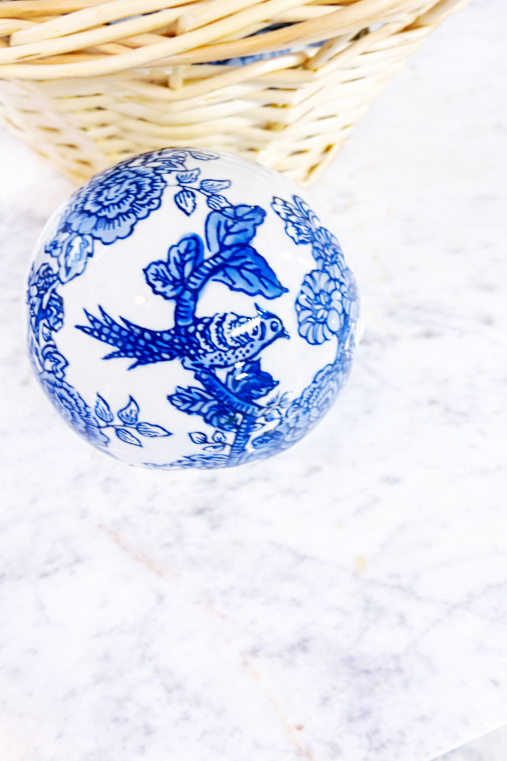 Blue and White Hand- Painted Ceramic Decor Ball Set ￼