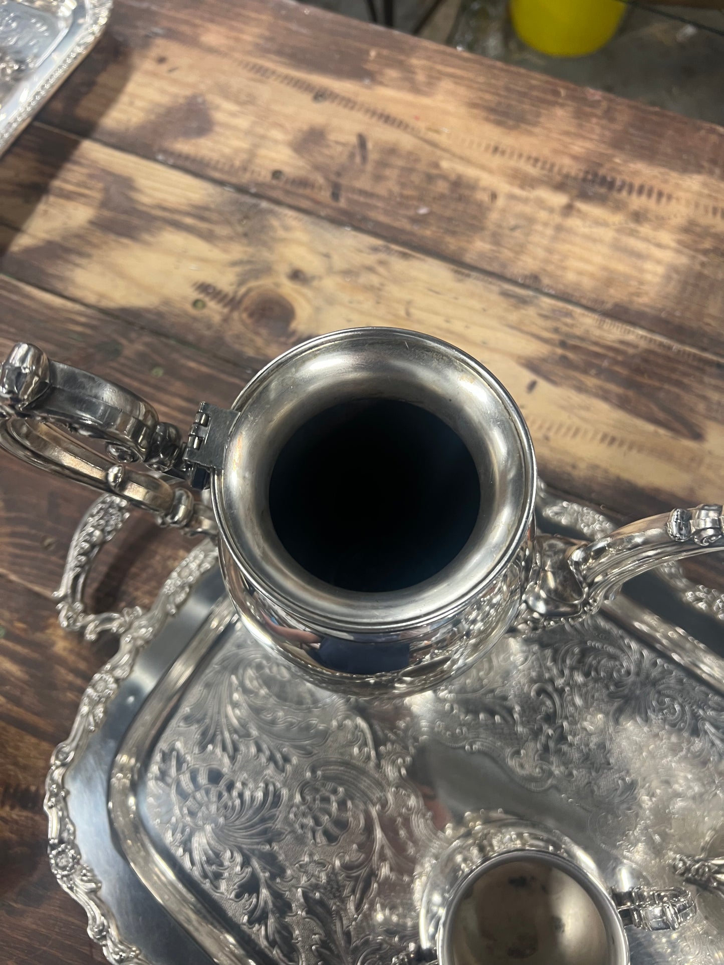 5 Piece Vintage Silver-Plated Tea Set (#5) (Lid is Detached as Pictured)