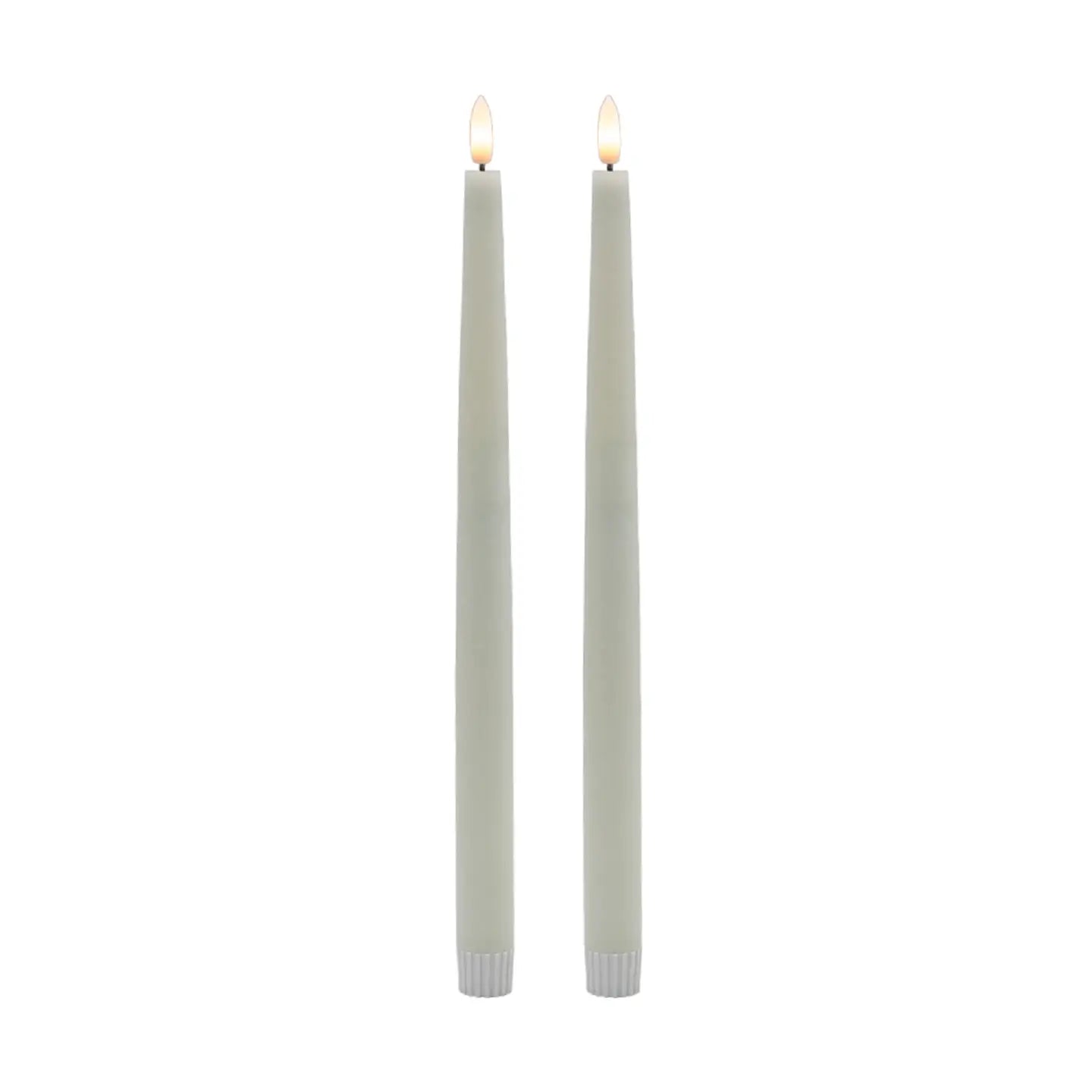 2 Pc Tall White Flameless Taper Candle