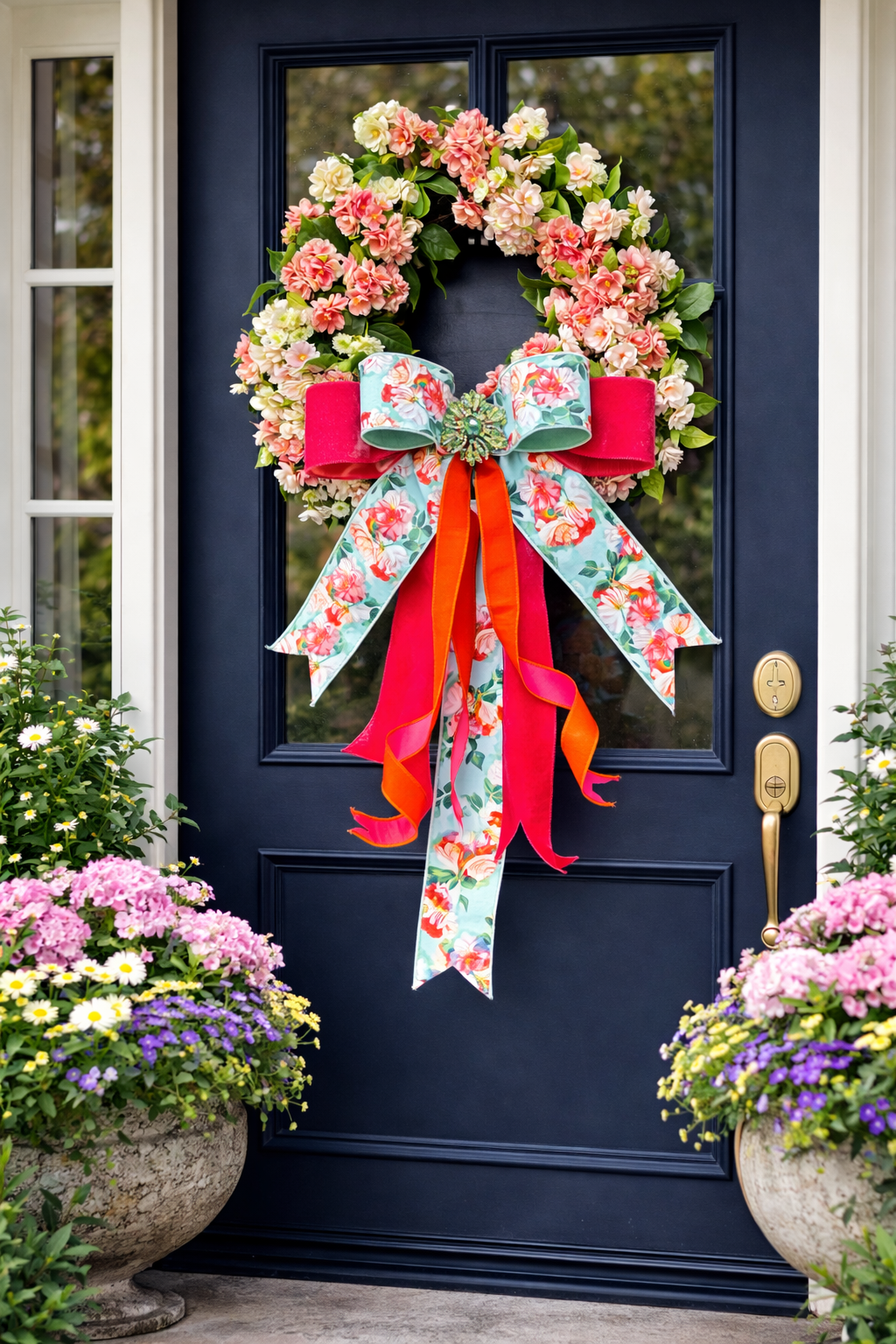 1 of 1 coral and blush Wreath