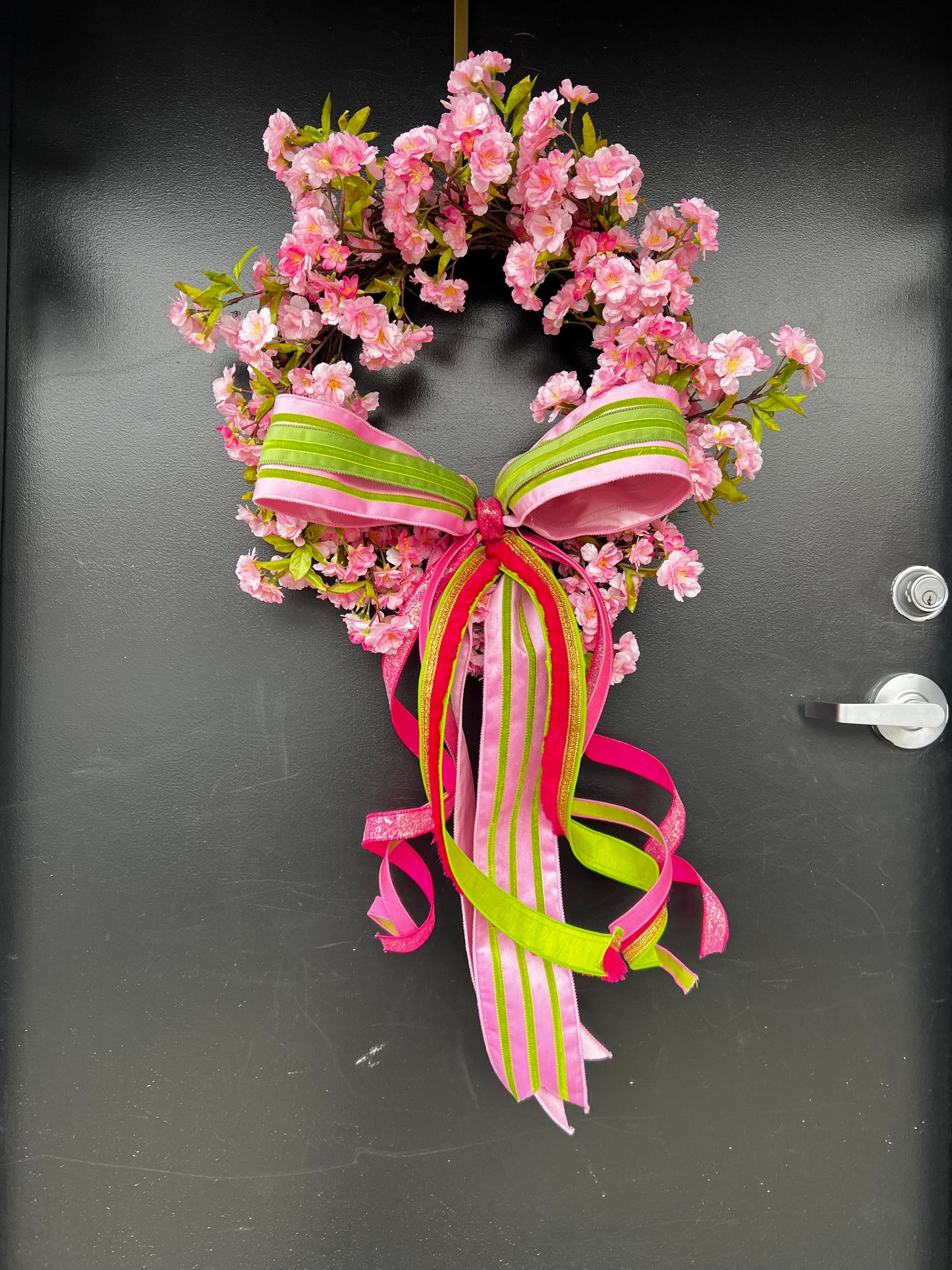 Pink cherry blossom wreath