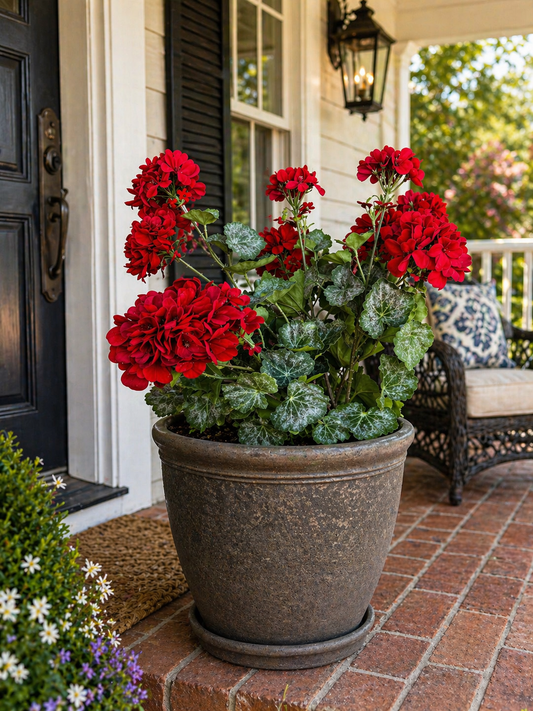 24” Water Red Geranium Bush Stem
