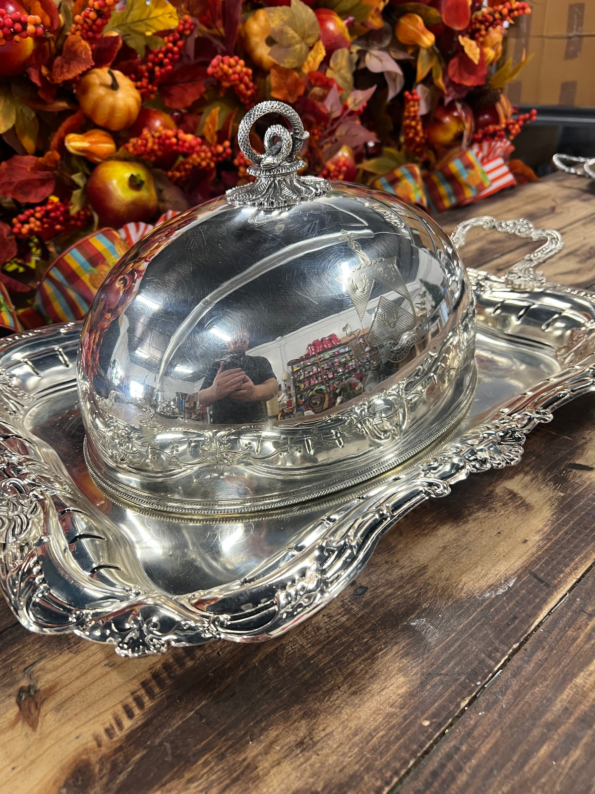 Vintage Silver Plated Meat Dome with Platter (5)