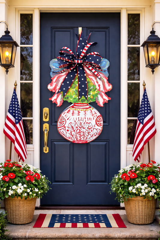 Liberty Jar Door Hanger with bow