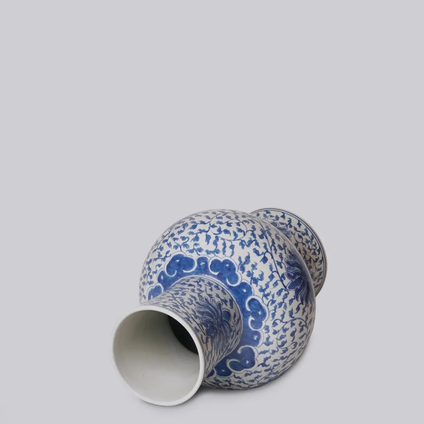 Blue and White Porcelain Scrolling Lotus Lantern Vase
