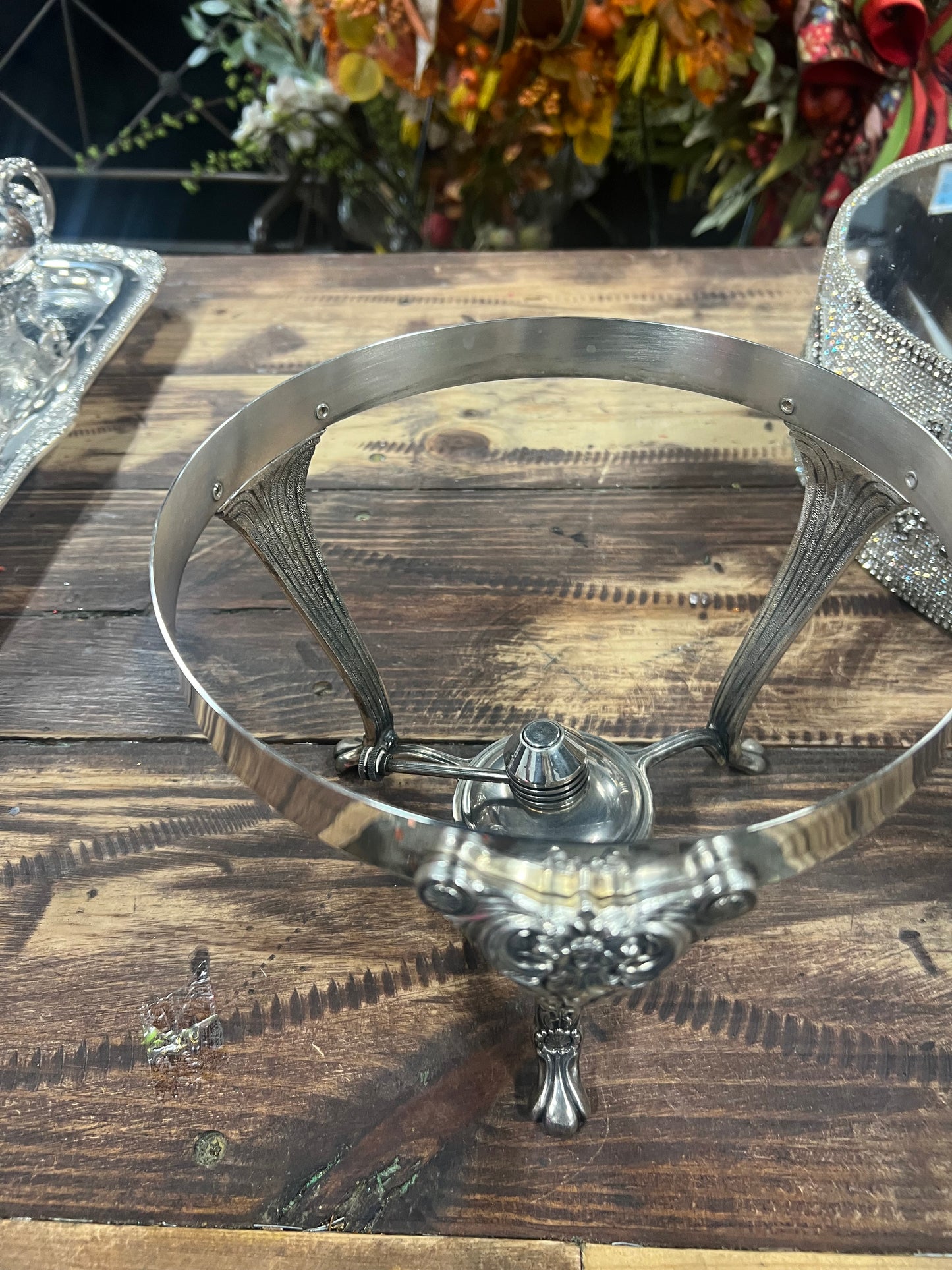Vintage Silver-Plated Chafing Dish (Broke Burner Arm) as pictured