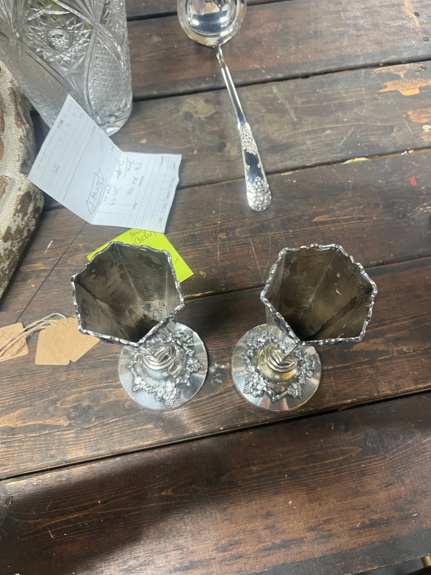 Set of 2 Vintage silver on copper cups