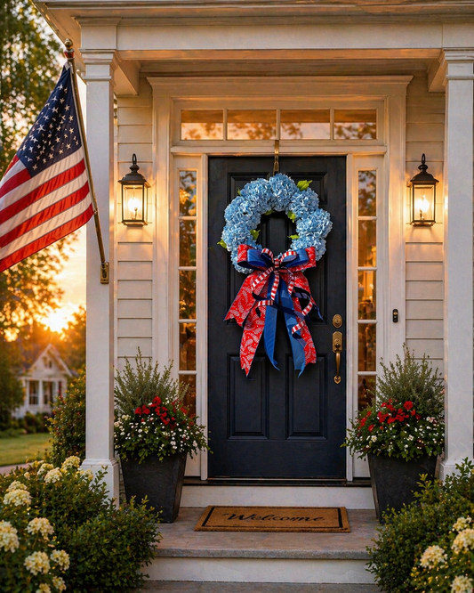 Liberty Blue Hydrangea Wreath