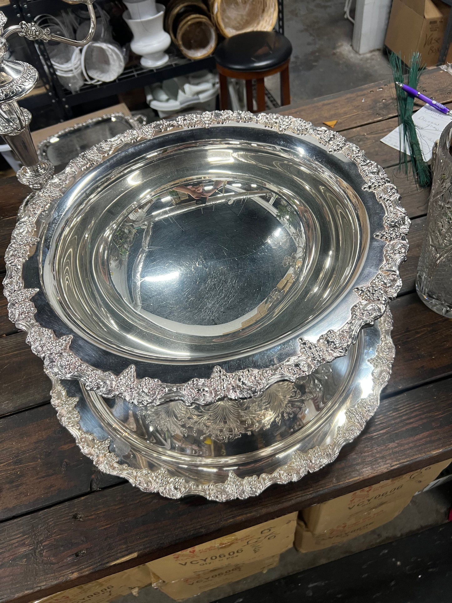 Vintage Silver Plated Punchbowl with Tray