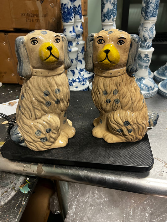 Vintage Reproduction Staffordshire Dog Vase Pair