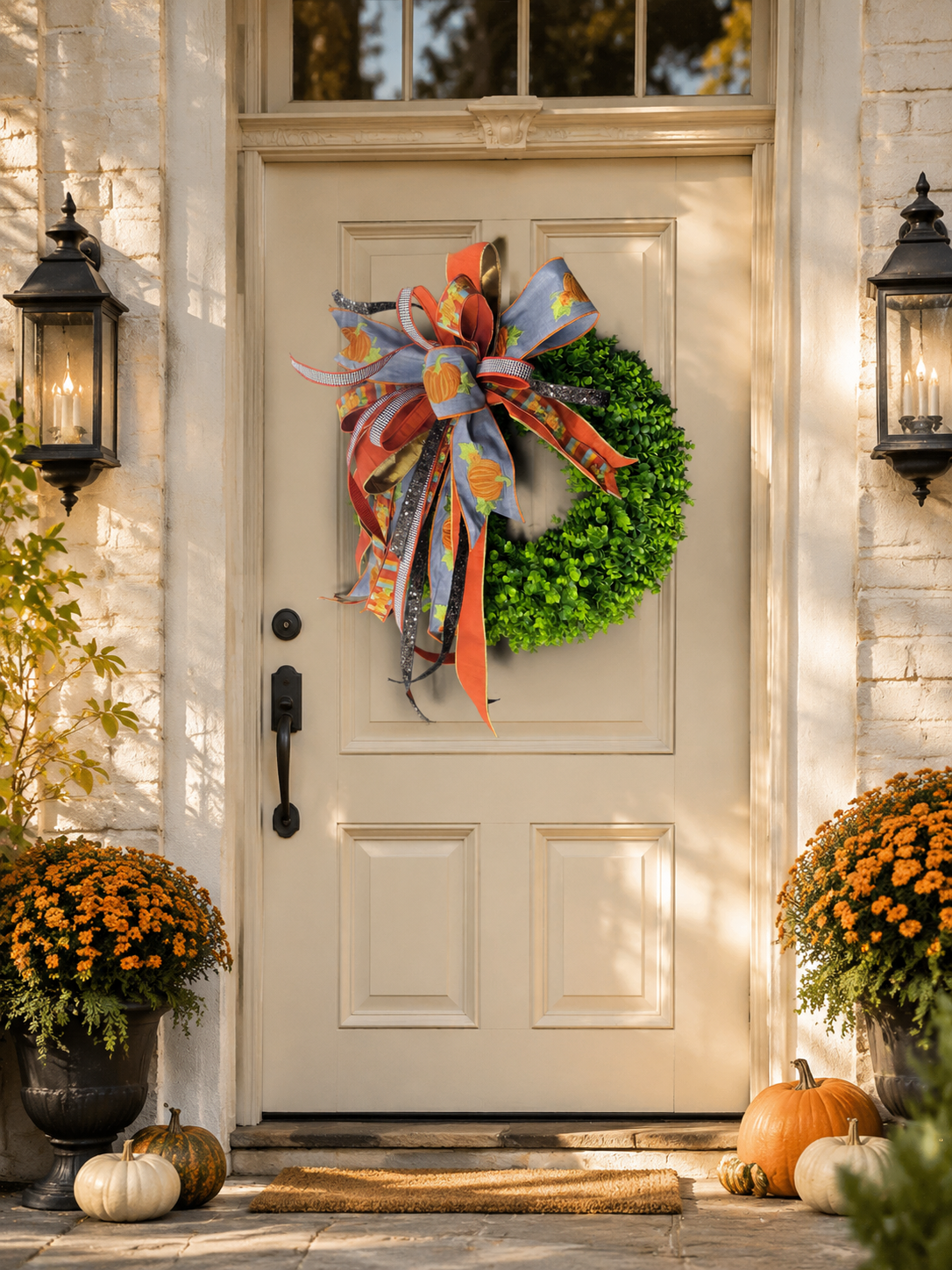 Pumpkin Harvest Boxwood Wreath
