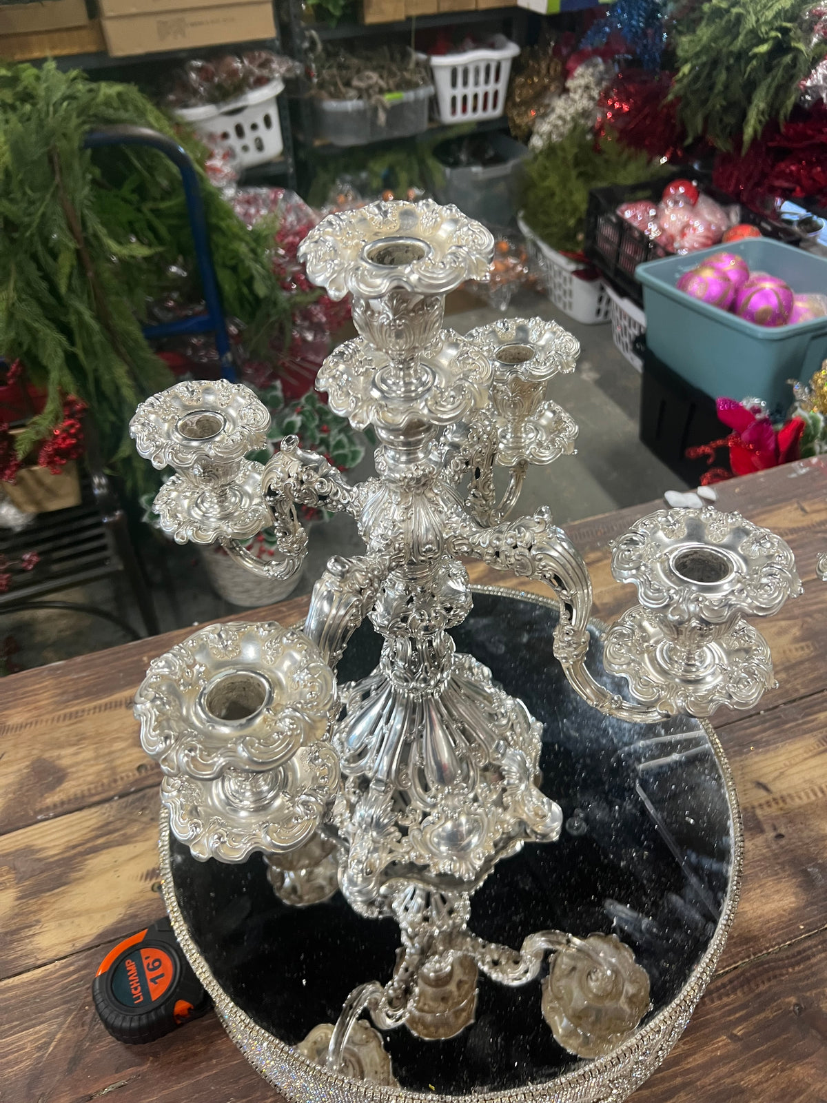 Vintage Silver-Plated 5 Branch Candelabra (2)