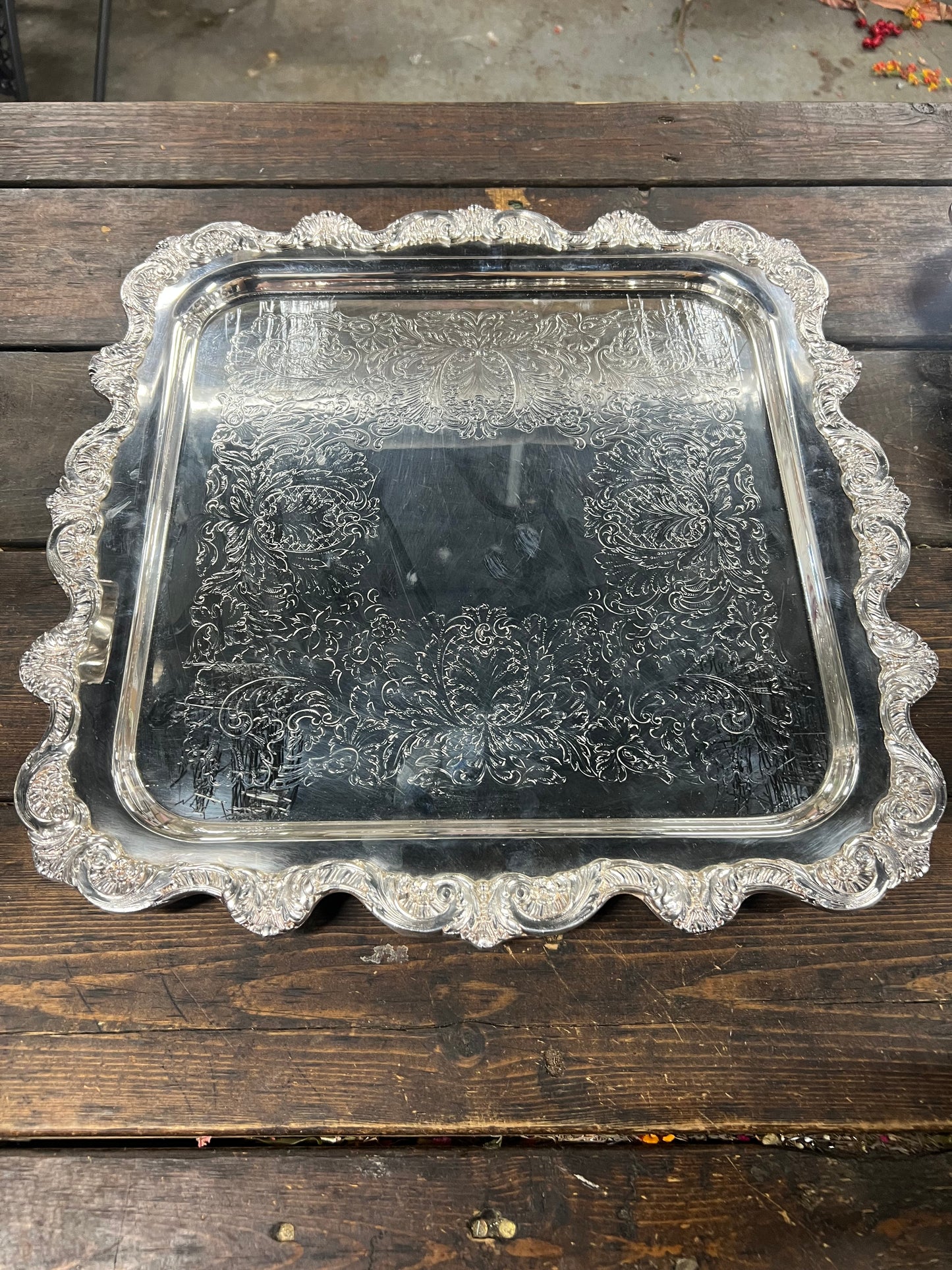 17” Vintage Silverplated Heavy Tray