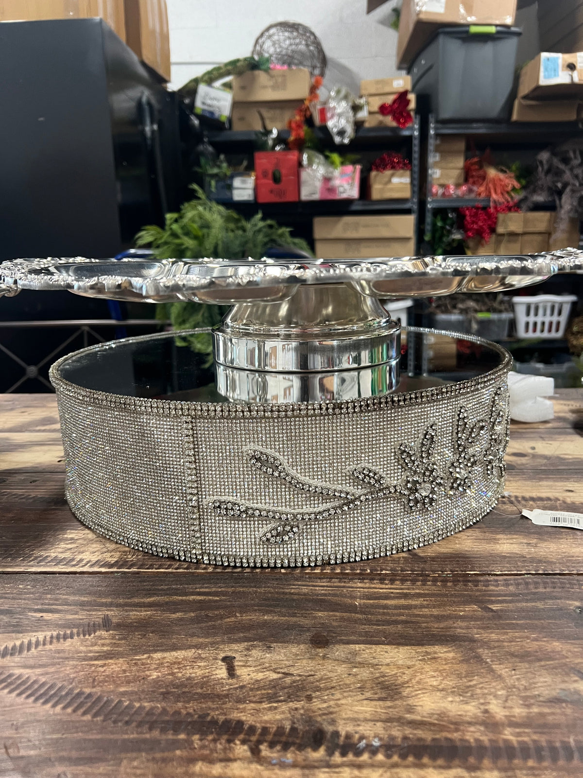 Vintage Silver-Plated Appetizer Tray with Lazy Susan