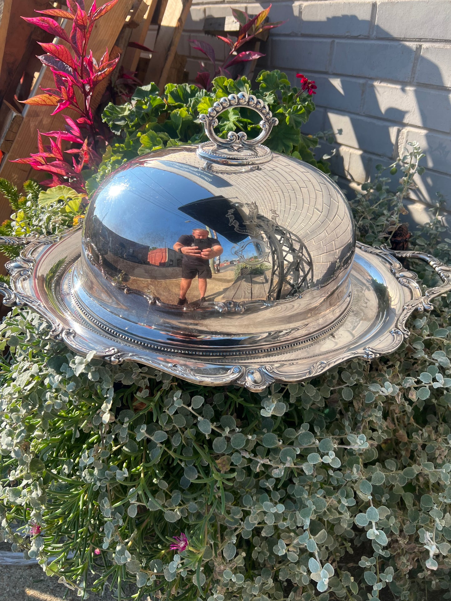 Vintage Silver-Plated Meat Dome With Tray