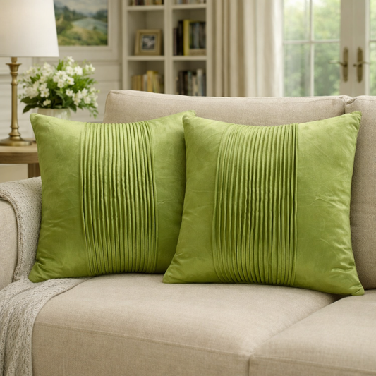 Set of 2 velvet tux pleat pillow