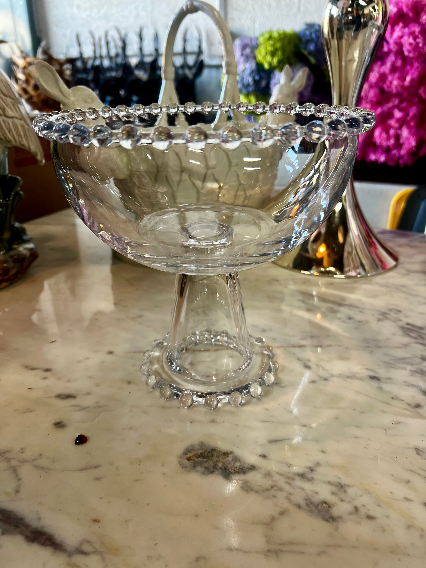 Beaded Glass Bowl 8” DIA