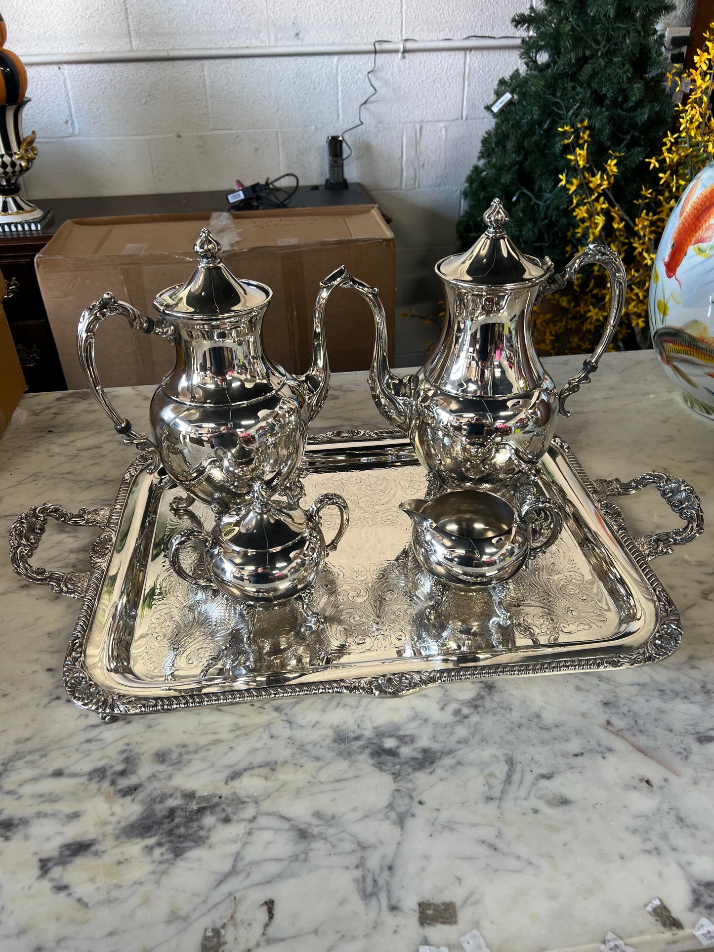 5 Piece Vintage Silver-Plated Tea Set 3