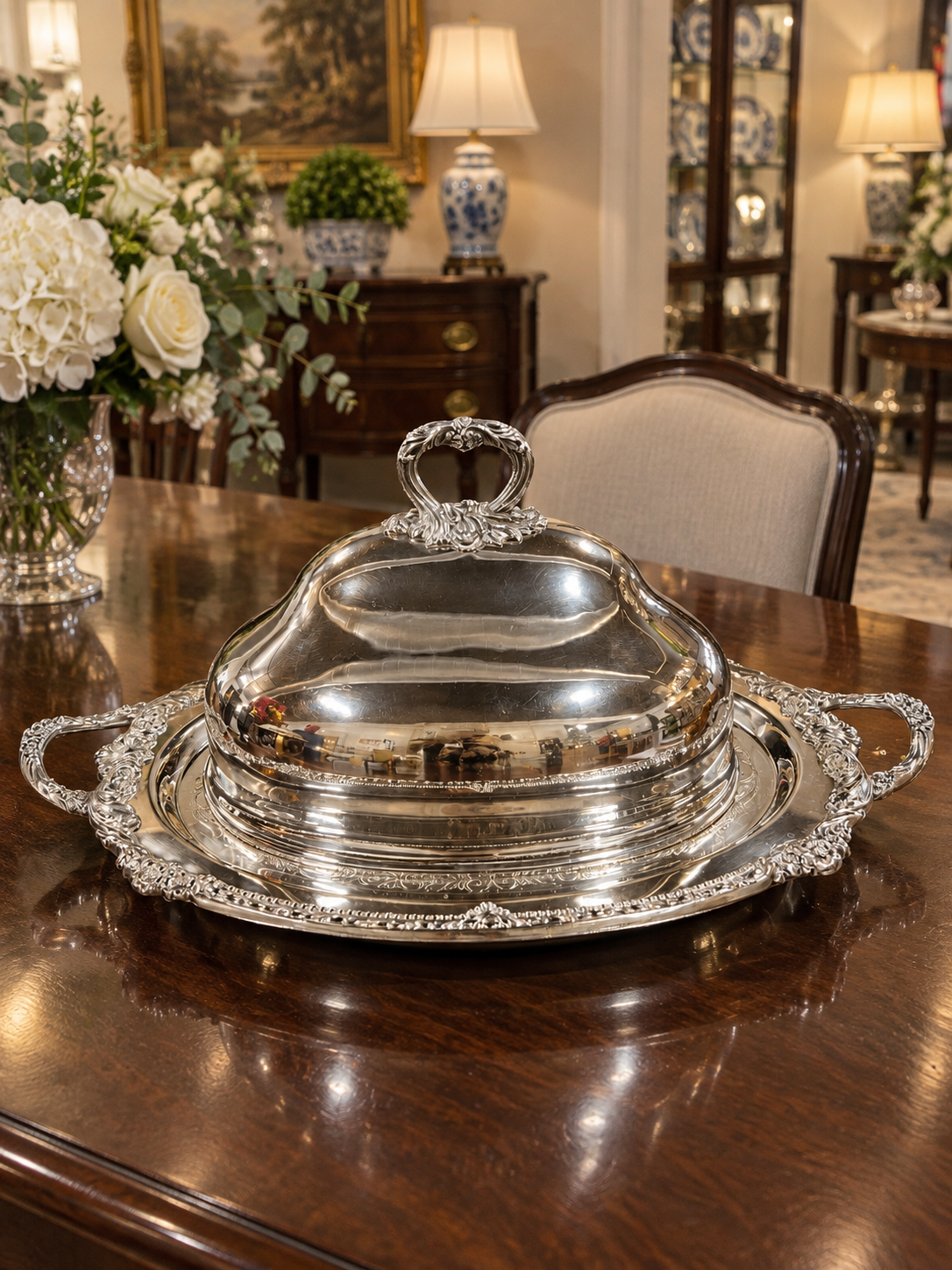 Vintage Silver-Plated Meat Dome With Platter (10)