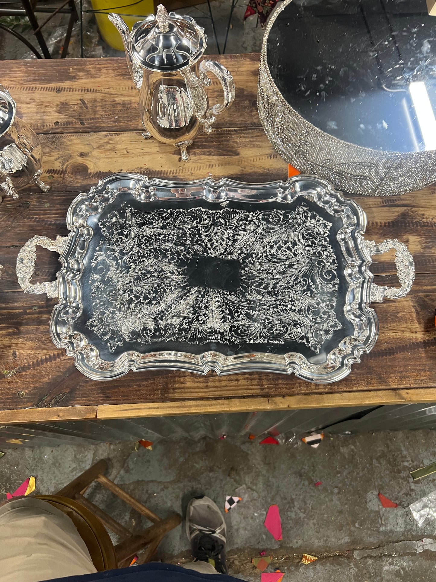 5 Piece Vintage Silver-Plated Tea Set (#4)