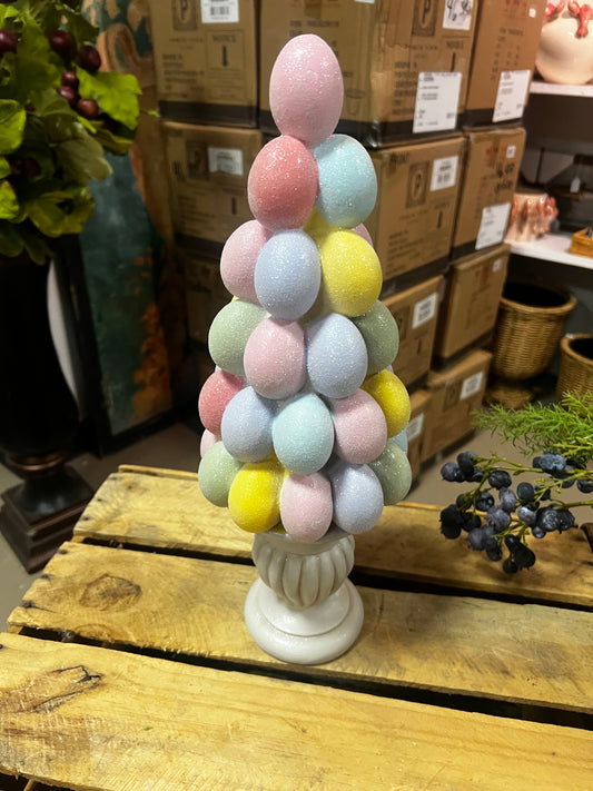 Resin egg tree with footed pot