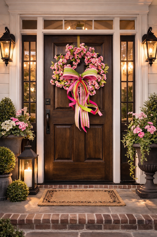 Pink cherry blossom wreath