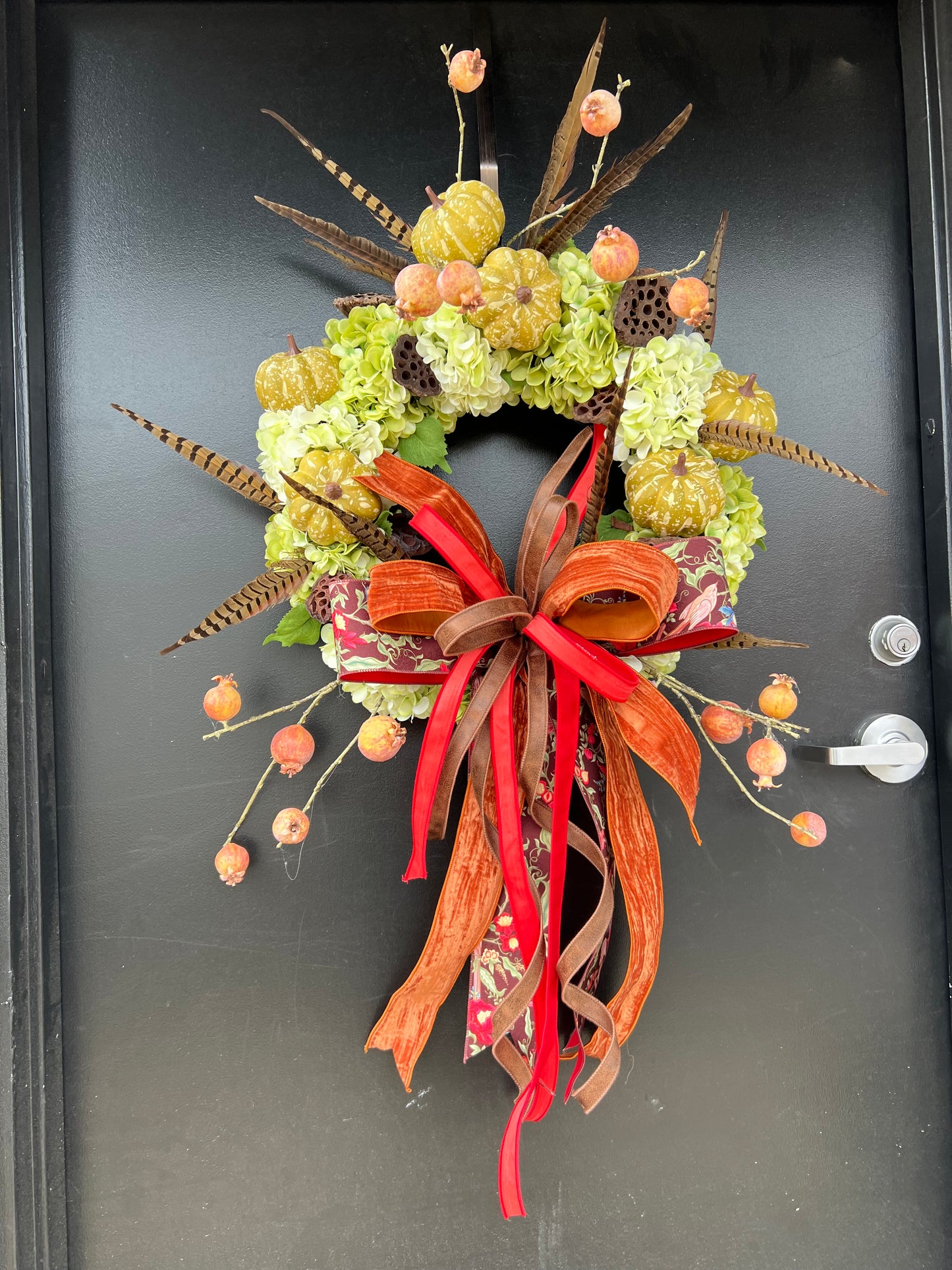Feathered Hydrangea Welcome Wreath