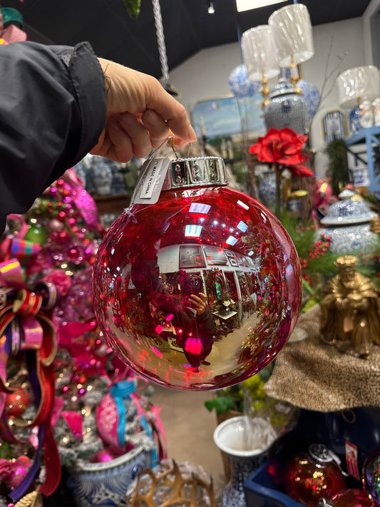 8” Clear Red Ornament