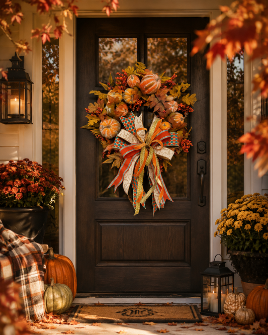 Rustic Pumpkin Charm Wreath