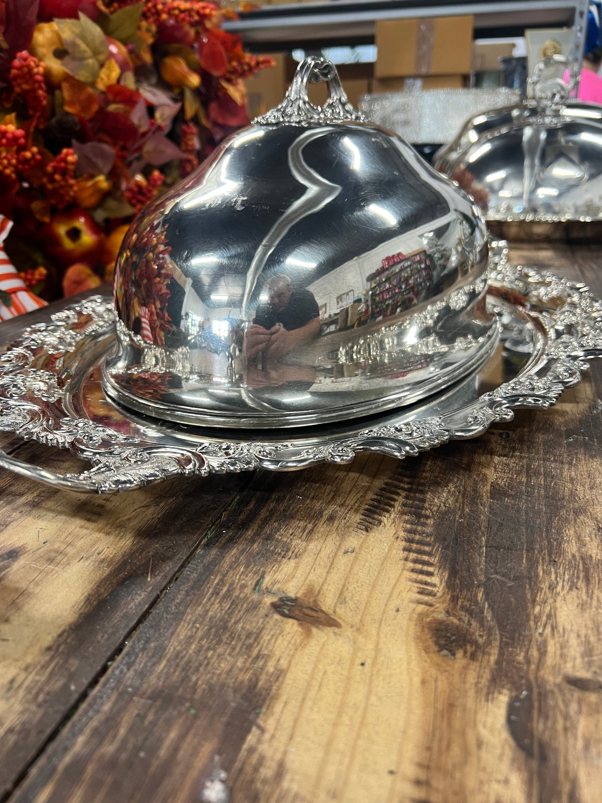 Vintage Silver Plated Meat Dome with Platter (6)