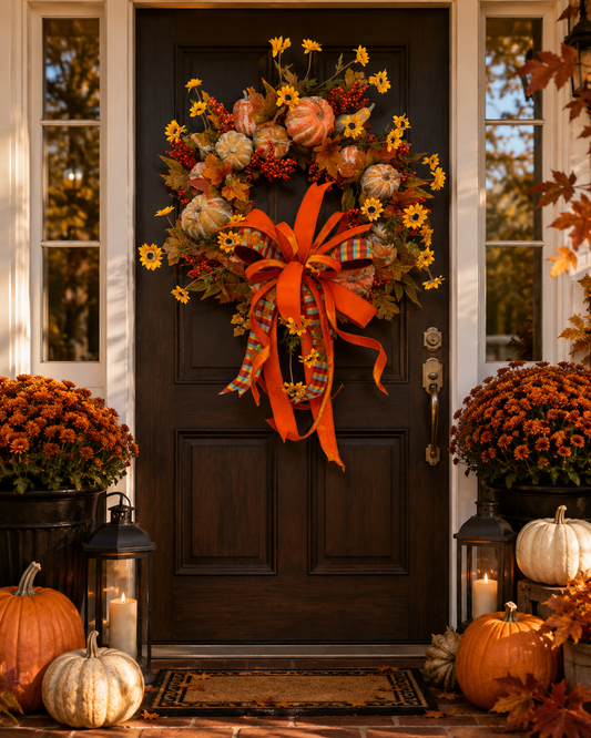 Sunlit Pumpkin Lane Wreath