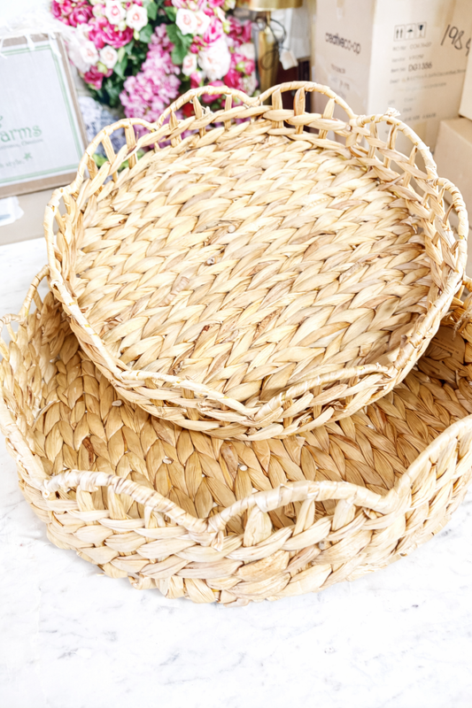Rattan tray set of two