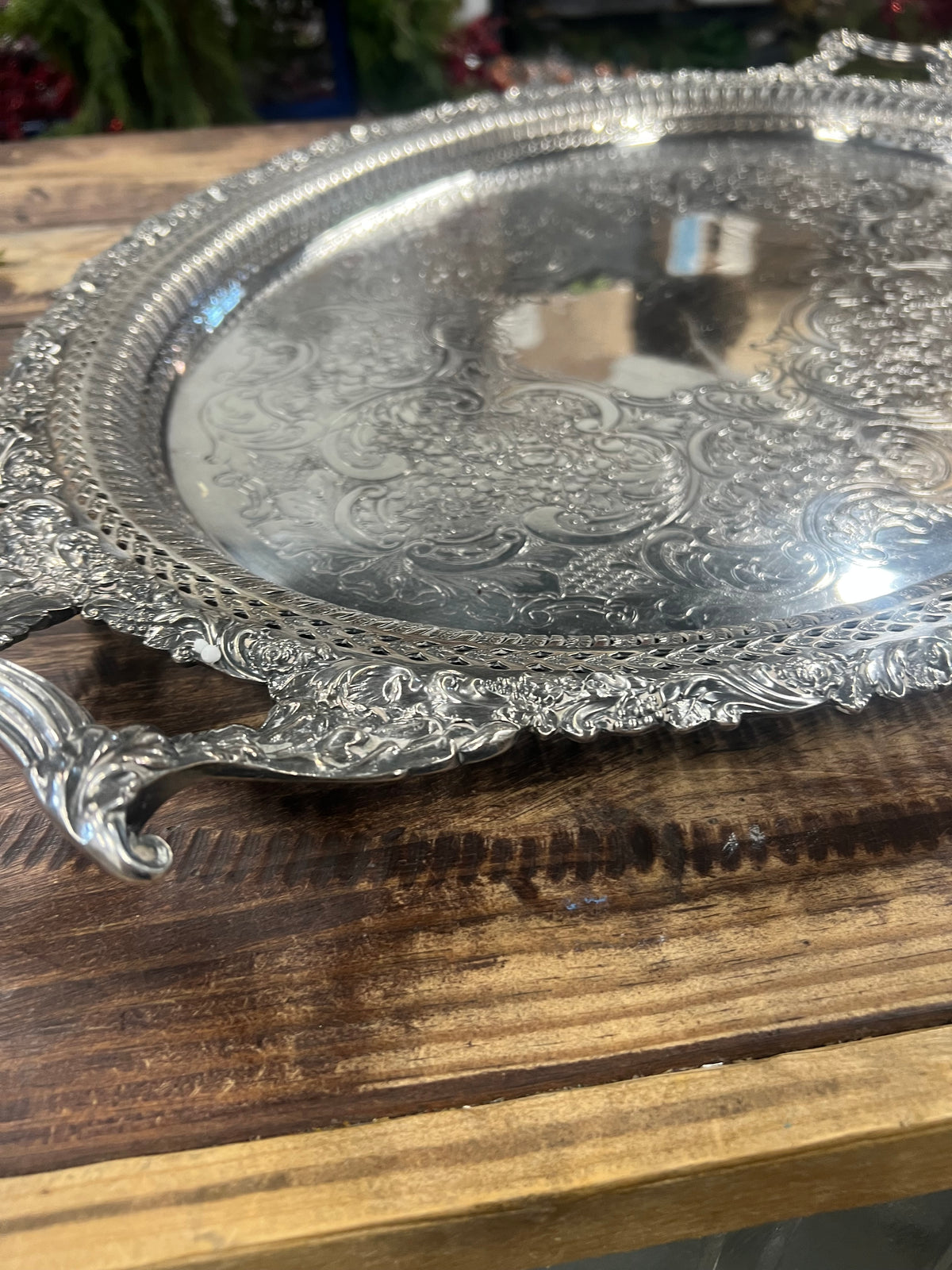 Vintage Heavy Silver-Plated Platter Serving Tray