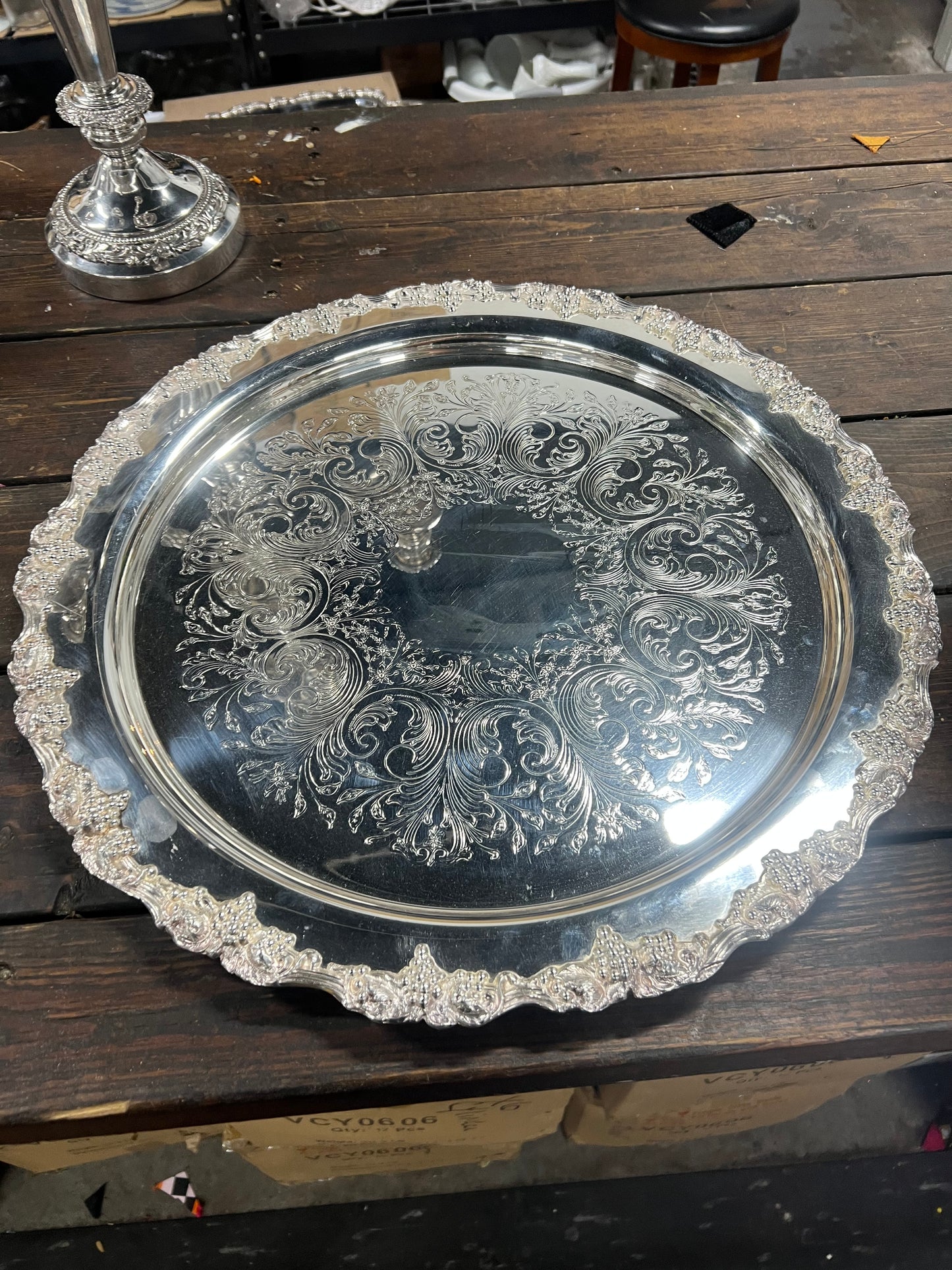 Vintage Silver Plated Punchbowl with Tray