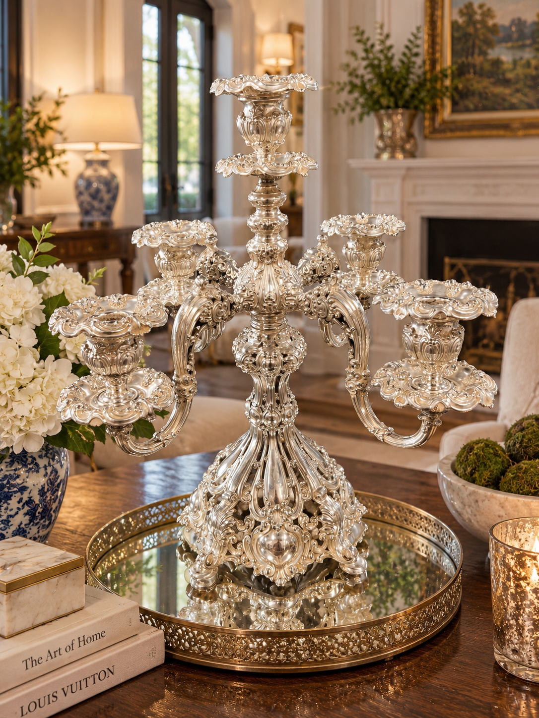 Vintage Silver-Plated 5 Branch Candelabra (2)