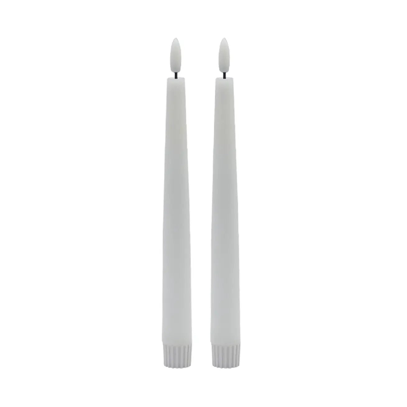 2 Pc Pointed White Flameless Taper Candle  9 in
