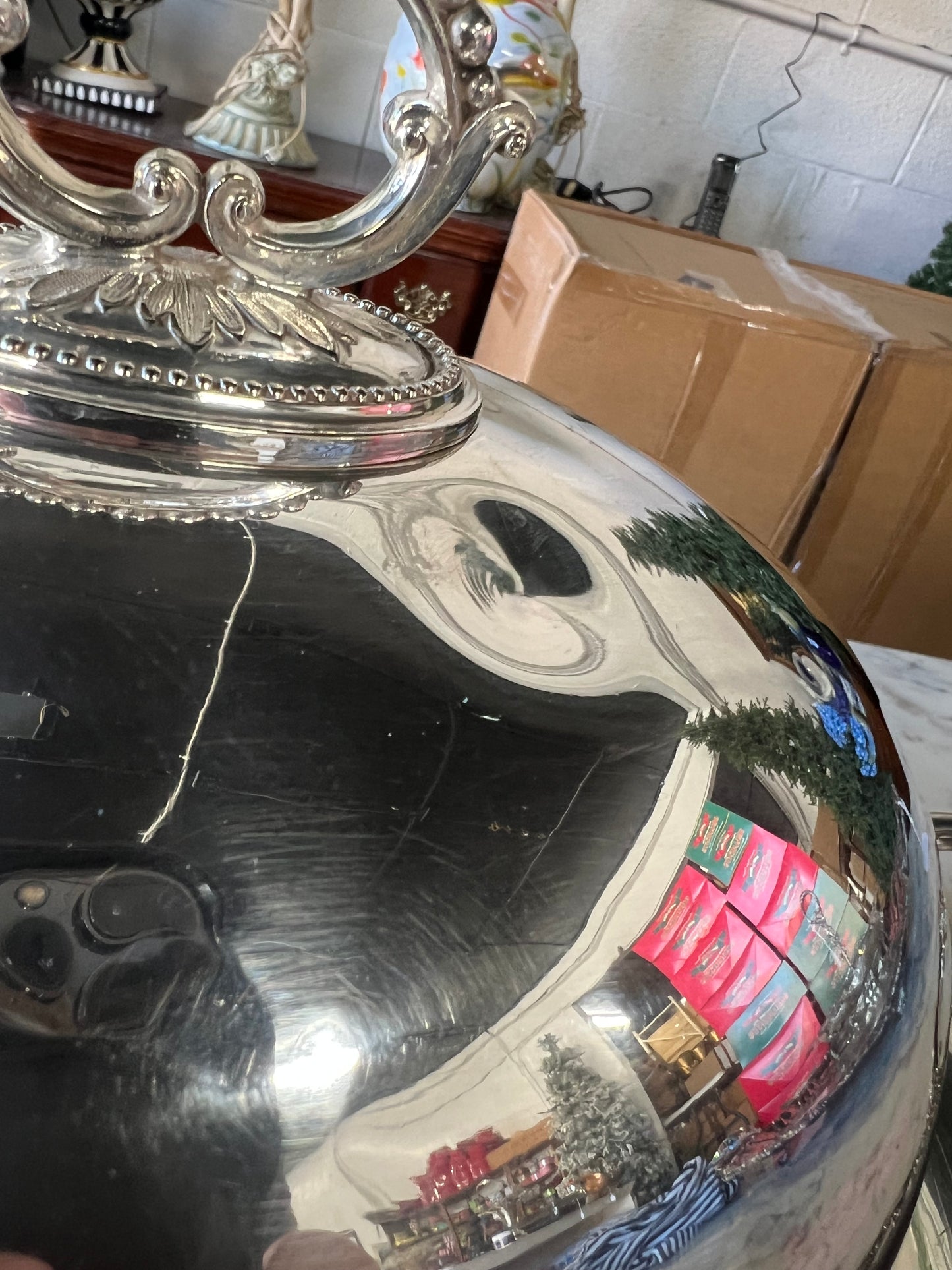 Vintage Silver-Plated Meat Dome with Tray (dent as pictured)