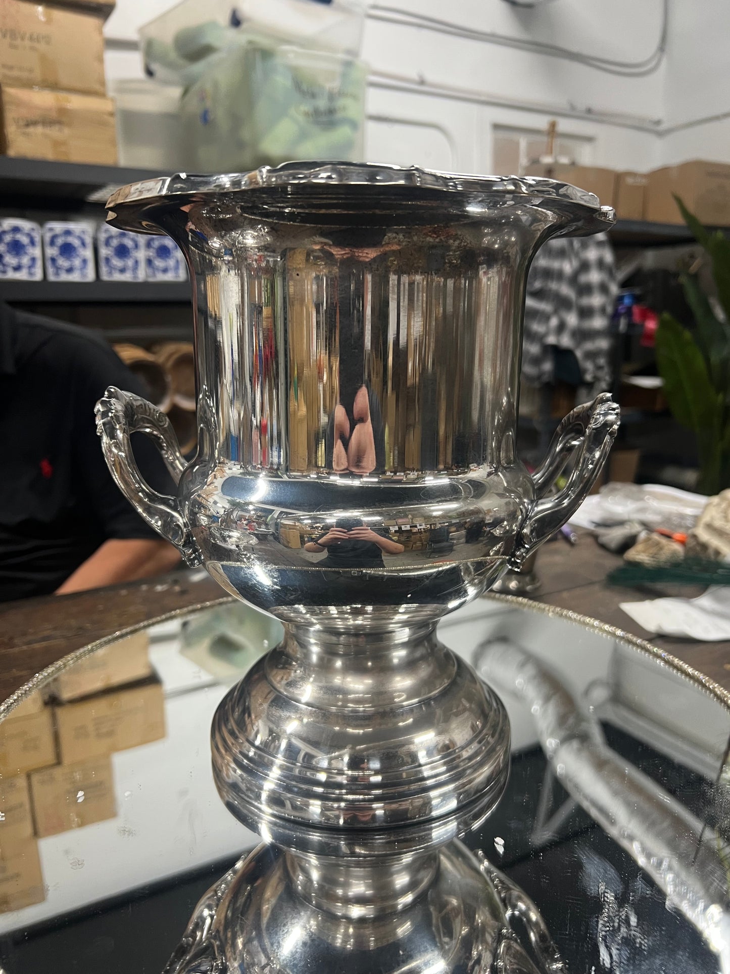 Vintage silver-plated champagne urn 4