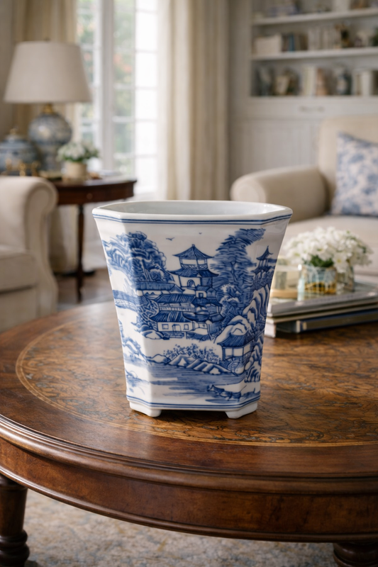 Blue and White Porcelain Planter vase