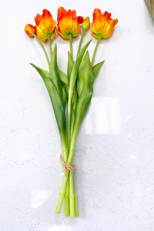 Real Touch Orange and Yellow Long Tulip Bundle