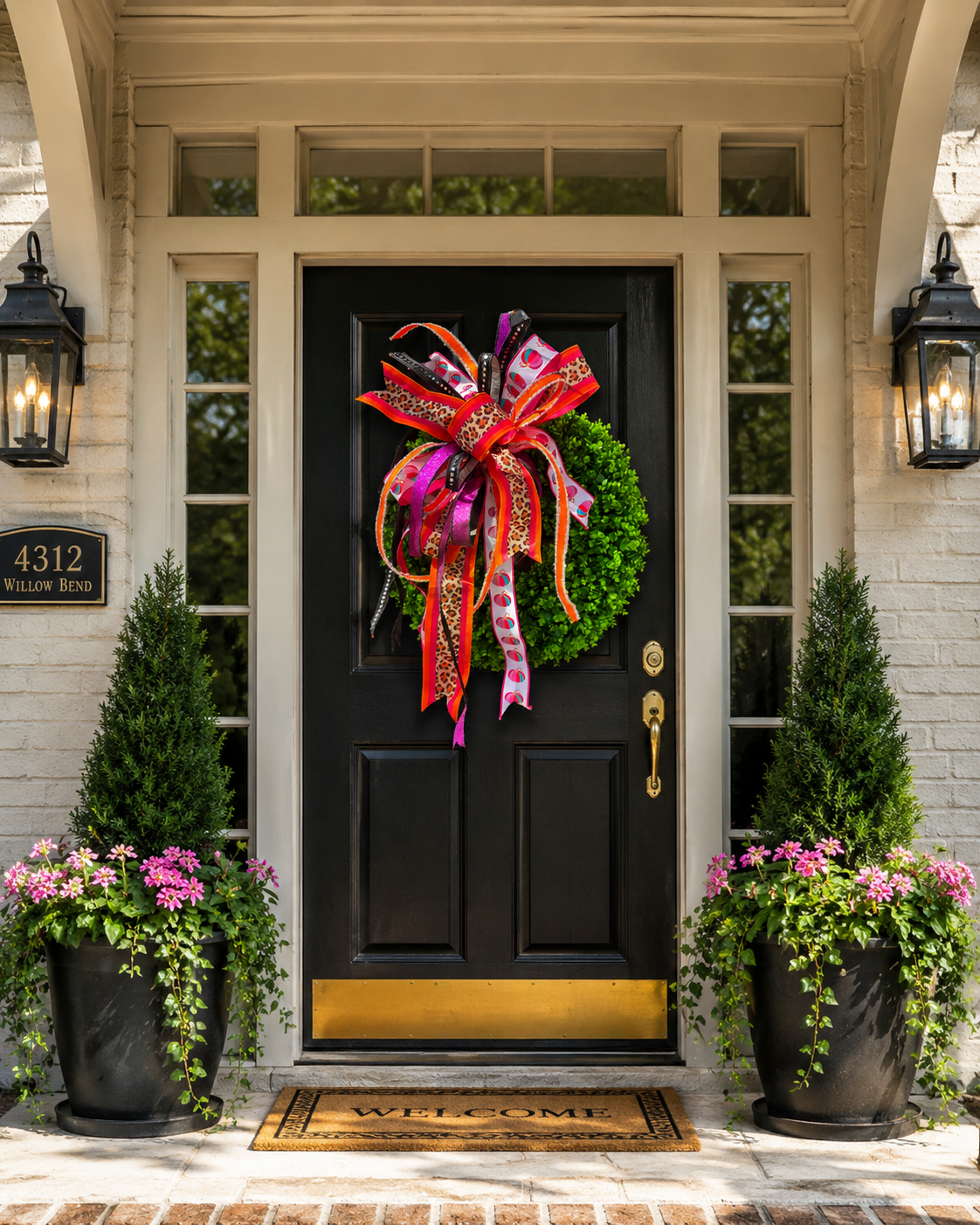 Autumn Leopard Luxe Boxwood Wreath