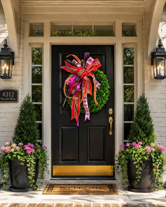 Autumn Leopard Luxe Boxwood Wreath