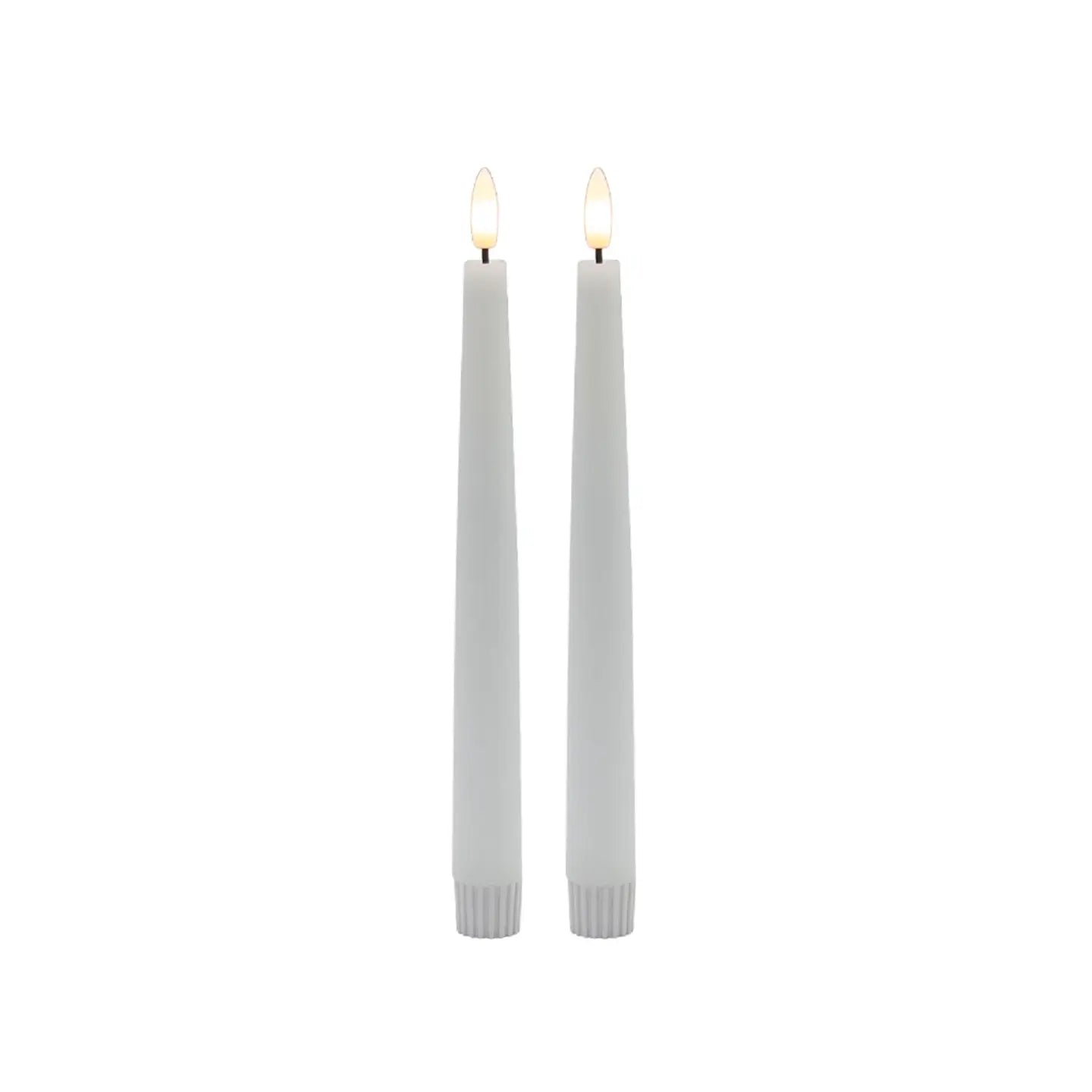 2 Pc Pointed White Flameless Taper Candle  9 in