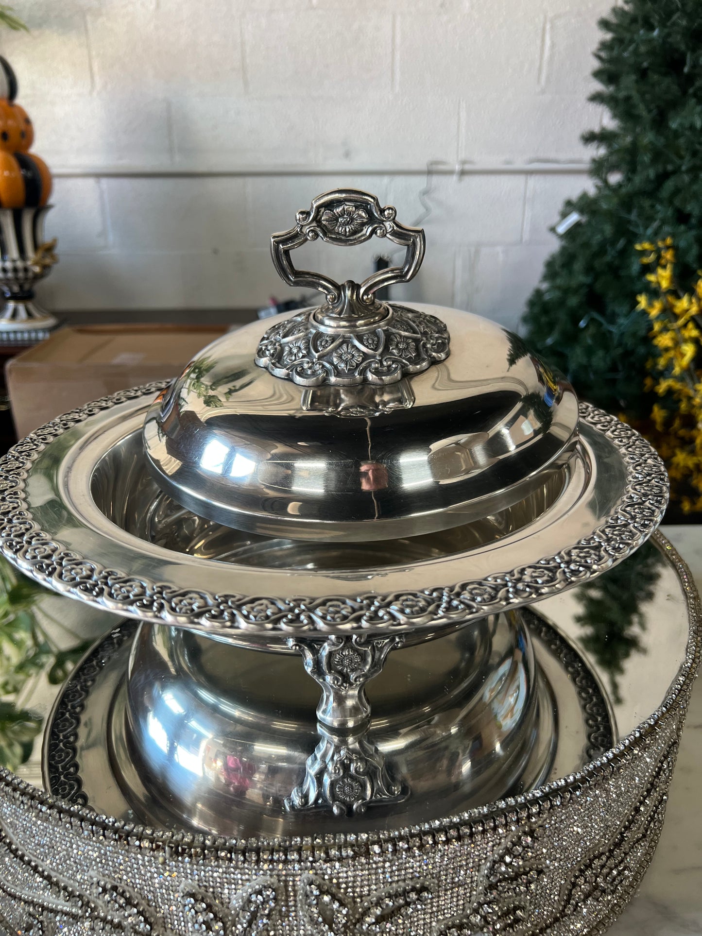 Vintage Silver-Plated Covered Casserole Dish