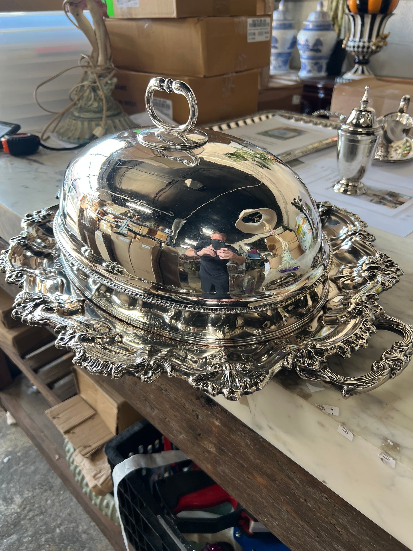 Vintage Silver-Plated Meat Dome with Platter